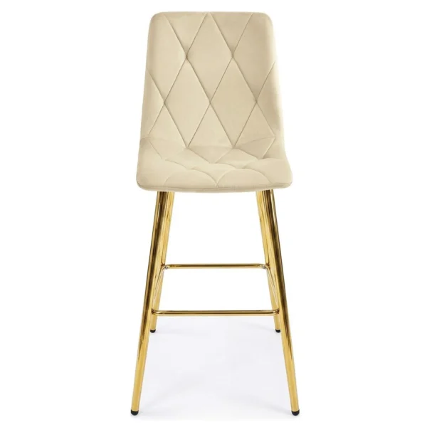 Set 2 scaune de bucatarie/bar, Artool, Libra, catifea bej deschis, picioare metal auriu, 52x56x112 cm - imagine 6
