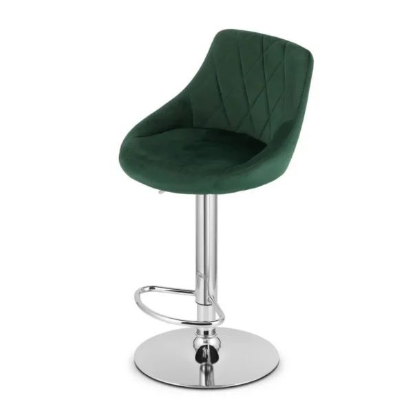 Set 2 scaune de bucatarie/bar, Artool, Kast, rotativ, catifea verde, picior metal argintiu, 45.5x49x85-105 cm - imagine 8
