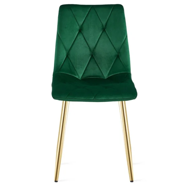 Set 4 scaune bucatarie/living, Artool, Libra, catifea verde, picioare metal auriu, 45x54x86.5 cm - imagine 8