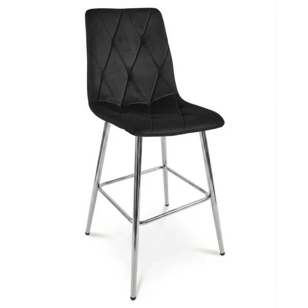 Set 2 scaune de bucatarie/bar, Artool, Libra, catifea neagra, picioare metal argintiu, 52x56x112 cm - imagine 5
