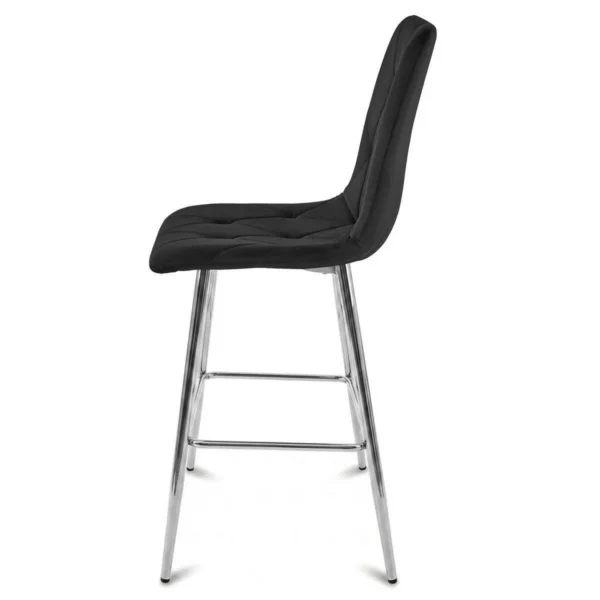 Set 2 scaune de bucatarie/bar, Artool, Libra, catifea neagra, picioare metal argintiu, 52x56x112 cm - imagine 8