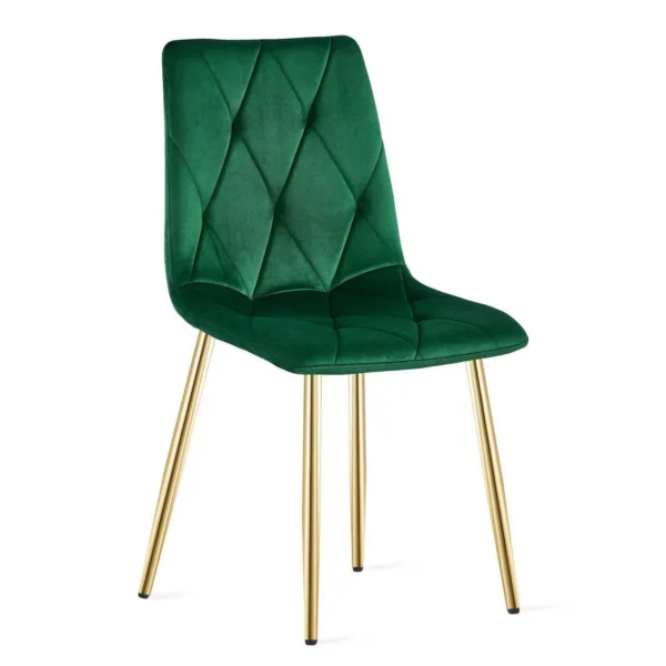 Set 4 scaune bucatarie/living, Artool, Libra, catifea verde, picioare metal auriu, 45x54x86.5 cm - imagine 2