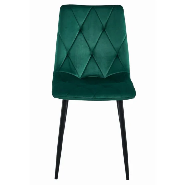 Set 4 scaune bucatarie/living, Artool, Libra, catifea verde, picioare metal negru, 44x40x88.5 cm - imagine 5