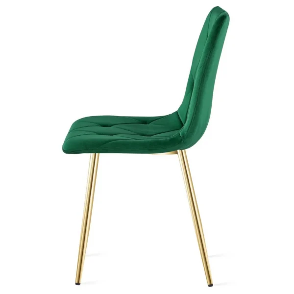 Set 4 scaune bucatarie/living, Artool, Libra, catifea verde, picioare metal auriu, 45x54x86.5 cm - imagine 7