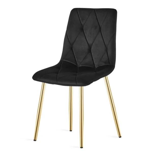 Set 4 scaune bucatarie/living, Artool, Libra, catifea neagra, picioare metal auriu, 45x54x86.5 cm - imagine 5