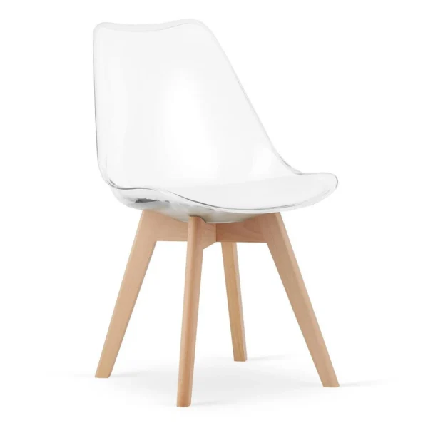 Set 4 scaune bucatarie/living, Artool, Mark, PP transparent, picioare lemn natur, 49x42x82.5 cm - imagine 8