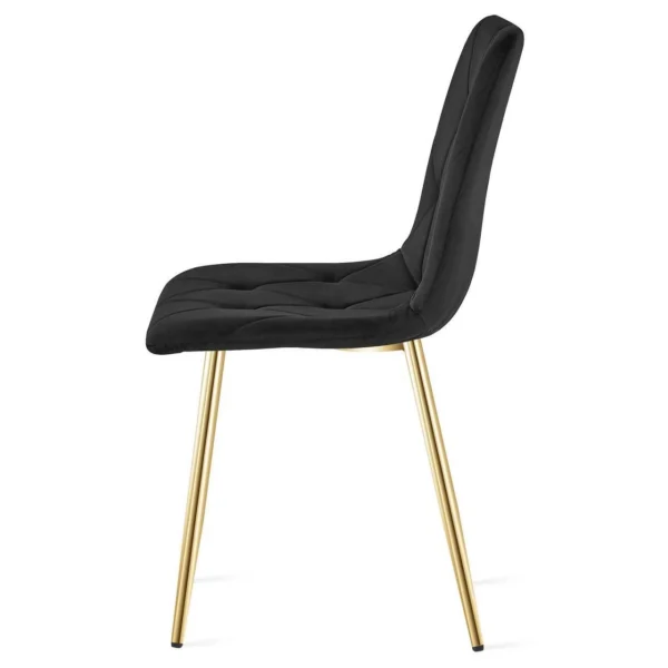 Set 4 scaune bucatarie/living, Artool, Libra, catifea neagra, picioare metal auriu, 45x54x86.5 cm - imagine 6