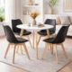 Set 4 scaune bucatarie/living, Artool, Mark, PP negru, picioare lemn natur, 49x43x82 cm - imagine 7