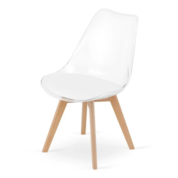 Set 4 scaune bucatarie/living, Artool, Mark, PP transparent, picioare lemn natur, 49x42x82.5 cm - imagine 4