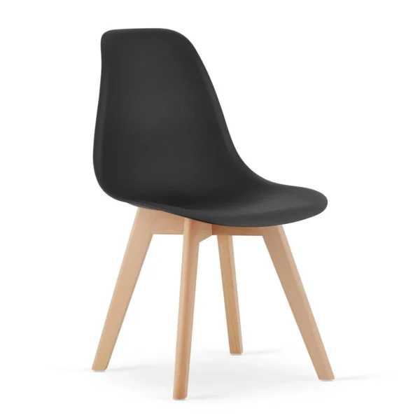 Set 4 scaune bucatarie/living, Artool, Kito, PP negru, picioare lemn natur, 46x54.5x80 cm - imagine 2