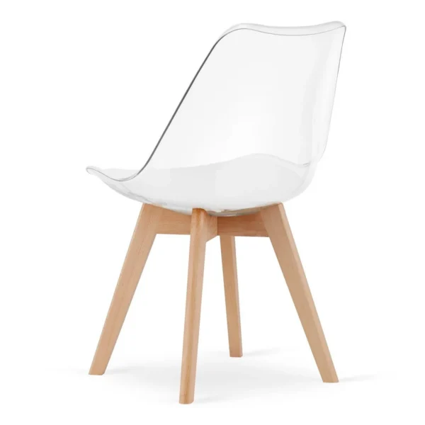 Set 4 scaune bucatarie/living, Artool, Mark, PP transparent, picioare lemn natur, 49x42x82.5 cm - imagine 6