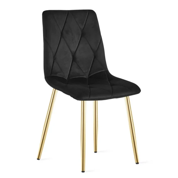Set 4 scaune bucatarie/living, Artool, Libra, catifea neagra, picioare metal auriu, 45x54x86.5 cm - imagine 2