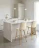 Set 2 scaune de bucatarie/bar, Artool, Libra, catifea bej deschis, picioare metal auriu, 52x56x112 cm - imagine 13