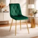 Set 4 scaune bucatarie/living, Artool, Libra, catifea verde, picioare metal auriu, 45x54x86.5 cm - imagine 10