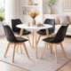 Set 4 scaune bucatarie/living, Artool, Mark, PP negru, picioare lemn natur, 49x43x82 cm - imagine 9