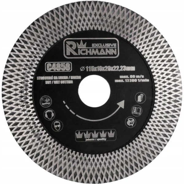 Set 2 discuri diamantate turbo, subtire, dublu segmentat, placi ceramice, taiere umeda si uscata, 115 mm/22.23 mm, Richmann Exclusive - imagine 3