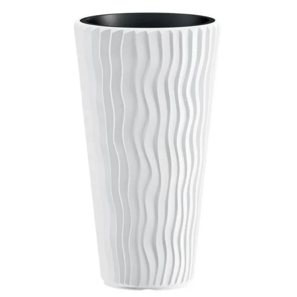 Set 2 ghivece de flori, Sandy Slim, rotunde, inalte, 34.9x62 cm, alb, Prosperplast - imagine 3