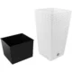 Set 2 ghivece de flori, Rato, imitatie ratan, inalte, 32.5x32.5x61 cm, alb, Prosperplast - imagine 6