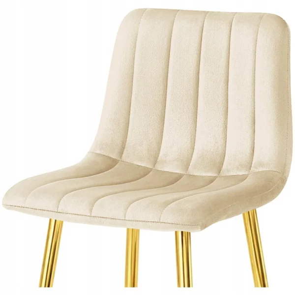 Set 2 scaune de bucatarie/bar, Artool, Pozza, catifea bej deschis, picioare metal auriu, 43x49x102 cm - imagine 4