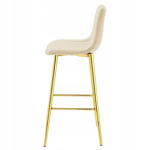 Set 2 scaune de bucatarie/bar, Artool, Pozza, catifea bej deschis, picioare metal auriu, 43x49x102 cm - imagine 2