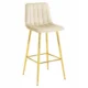 Set 2 scaune de bucatarie/bar, Artool, Pozza, catifea bej deschis, picioare metal auriu, 43x49x102 cm - imagine 6