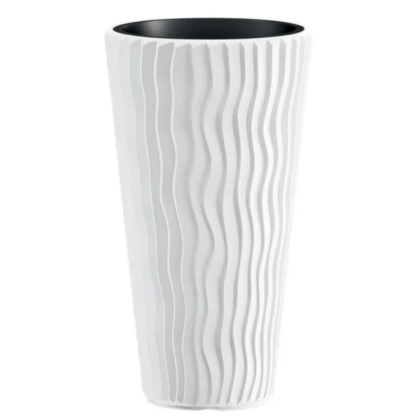 Set 4 ghivece de flori, Sandy Slim, rotunde, inalte, 34.9x62 cm, alb, Prosperplast - imagine 2