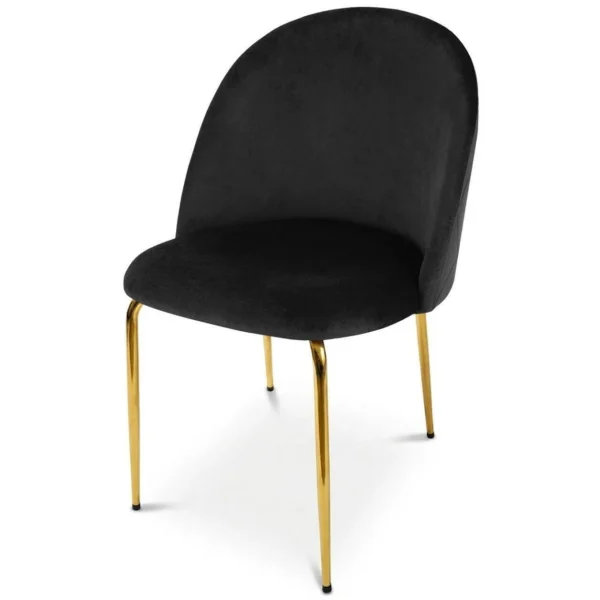 Set 4 scaune bucatarie/living, Artool, Inca, catifea neagra, picioare metal auriu, 49x55x78 cm - imagine 2