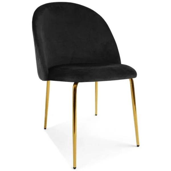 Set 4 scaune bucatarie/living, Artool, Inca, catifea neagra, picioare metal auriu, 49x55x78 cm - imagine 4