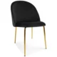 Set 4 scaune bucatarie/living, Artool, Inca, catifea neagra, picioare metal auriu, 49x55x78 cm - imagine 4