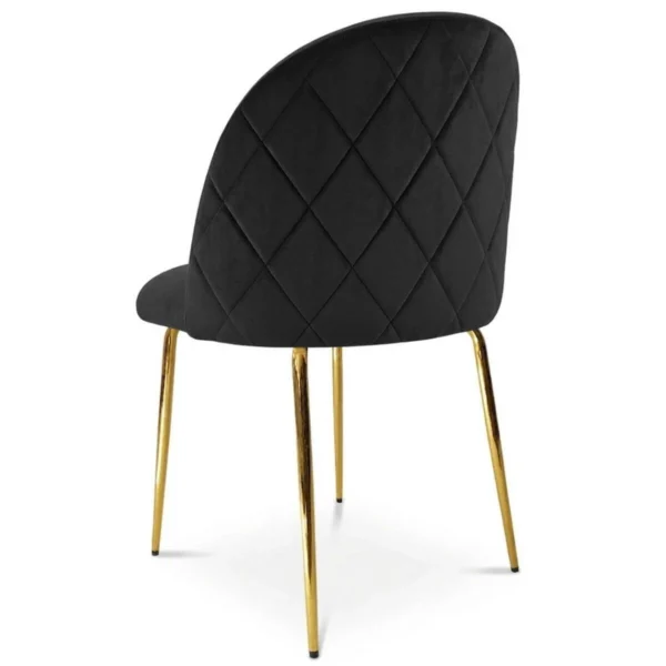 Set 4 scaune bucatarie/living, Artool, Inca, catifea neagra, picioare metal auriu, 49x55x78 cm - imagine 5