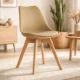 Set 4 scaune bucatarie/living, Artool, Mark, PP bej, picioare lemn natur, 49x52x82 cm - imagine 10