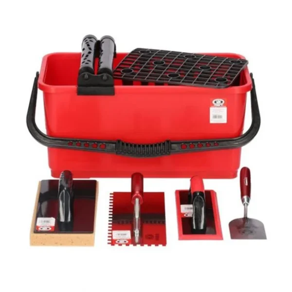 Set aplicare si spalare chit de rosturi cu galeata, gletiera zimti, mistrie, 2 driste, Olejnik - imagine 2