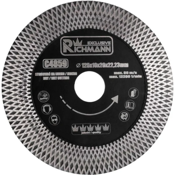 Set 2 discuri diamantate turbo subtire, dublu segmentat, placi ceramice, taiere umeda si uscata, 125x10x20x22.23 mm, Richmann Exclusive - imagine 4