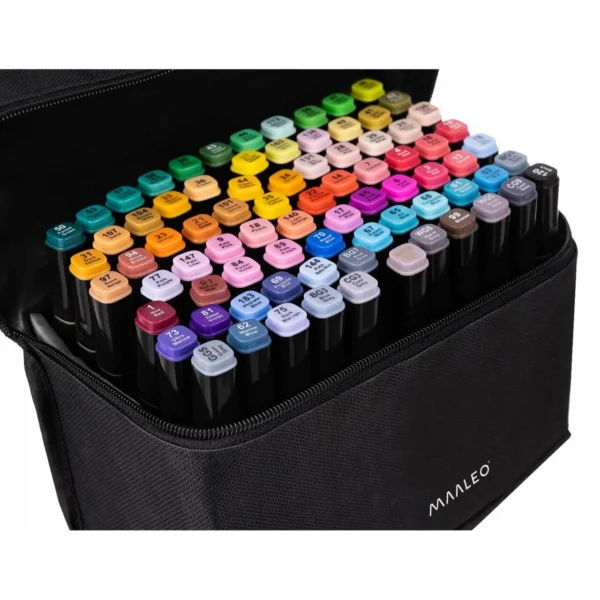 Set markere/carioci, 2 capete diferite, cu geanta, diverse culori, 80 buc, Maaleo - imagine 9