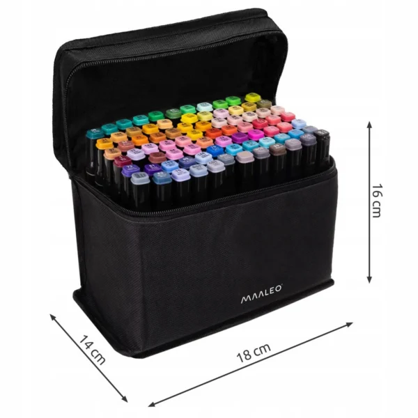 Set markere/carioci, 2 capete diferite, cu geanta, diverse culori, 80 buc, Maaleo - imagine 2