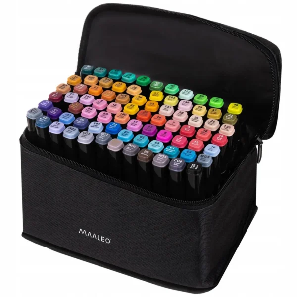 Set markere/carioci, 2 capete diferite, cu geanta, diverse culori, 80 buc, Maaleo - imagine 8