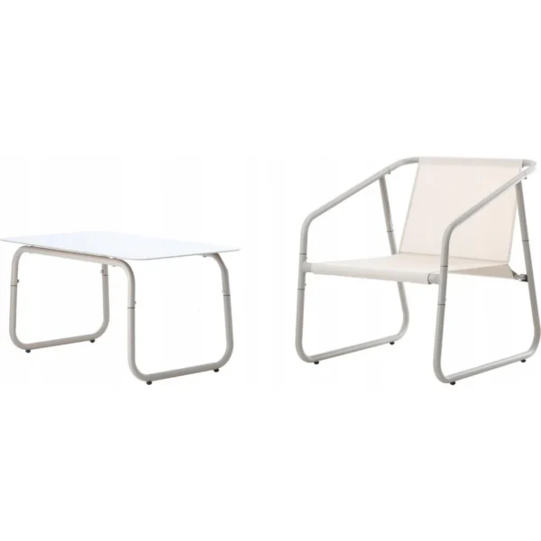 Set mobilier gradina/terasa, bej, otel, textil, 1 masa, 2 scaune, 1 canapea, Soffi - imagine 5