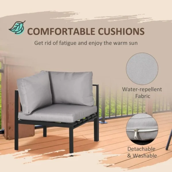 Set mobilier gradina/terasa, gri si negru, 1 masa, 3 canapele, Kayden - imagine 4