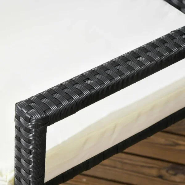 Set mobilier gradina/terasa, negru si bej, ratan sintetic, 1 masa, 6 scaune, Lynna - imagine 4
