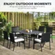 Set mobilier gradina/terasa, negru si bej, ratan sintetic, 1 masa, 6 scaune, Lynna - imagine 8