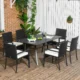 Set mobilier gradina/terasa, negru si bej, ratan sintetic, 1 masa, 6 scaune, Lynna - imagine 12