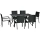 Set mobilier gradina/terasa, negru si bej, ratan sintetic, 1 masa, 6 scaune, Lynna - imagine 2