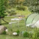 Set mobilier gradina/camping, pliabil, 1 masa, 2 banci, MDF si aluminiu, alb, 90 cm, Frankfurt - imagine 10