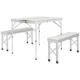Set mobilier gradina/camping, pliabil, 1 masa, 2 banci, MDF si aluminiu, alb, 90 cm, Frankfurt - imagine 3