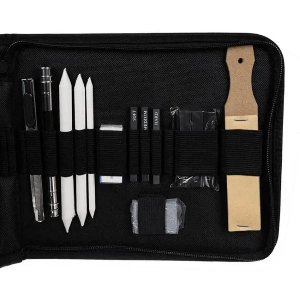 Set desenat/schite in creion, Malatec, cu accesorii, grafit, carbune, 32 buc - imagine 6