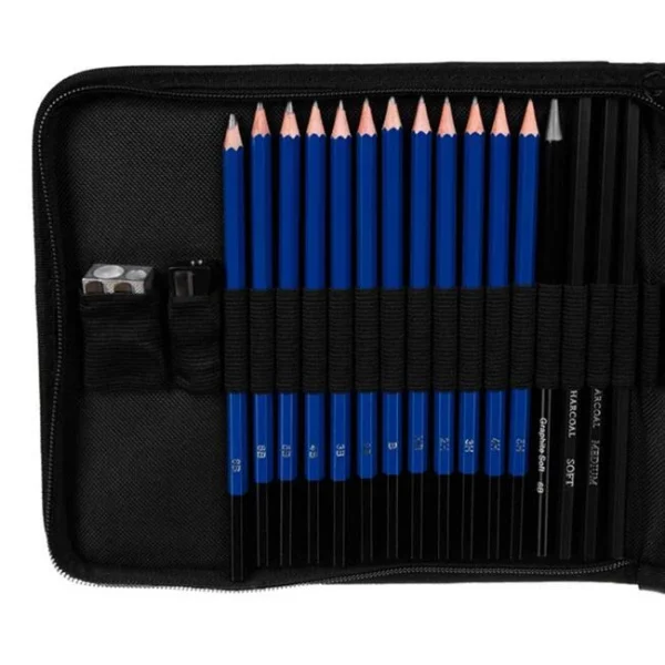 Set desenat/schite in creion, Malatec, cu accesorii, grafit, carbune, 32 buc - imagine 5