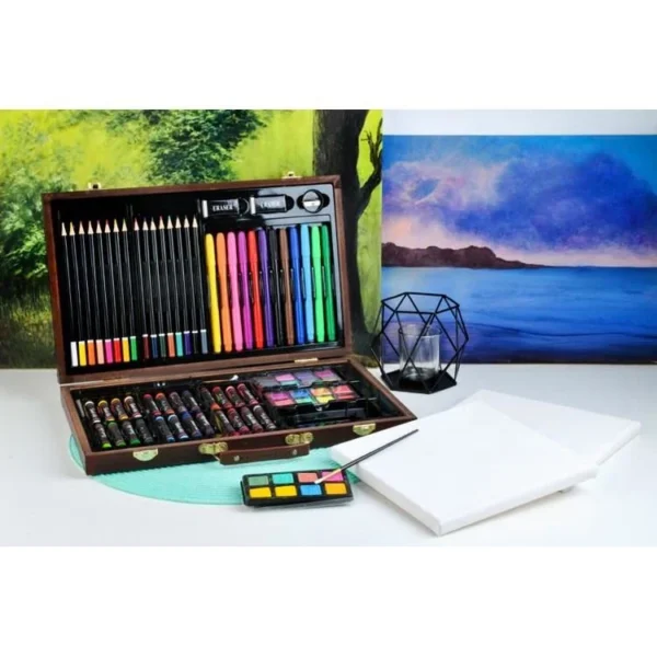 Set pictura si desen, trusa lemn, 81 piese - imagine 3
