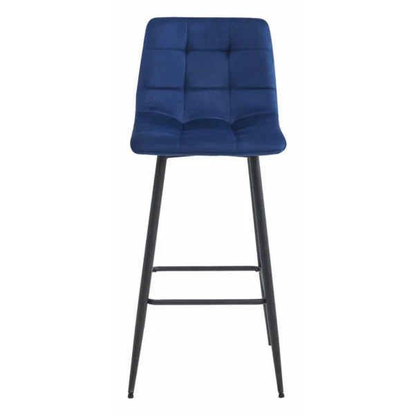 Set 2 scaune de bucatarie/bar, Artool, Arceto, catifea albastra, picioare metal negru, 43.5x32.5x104 cm - imagine 5