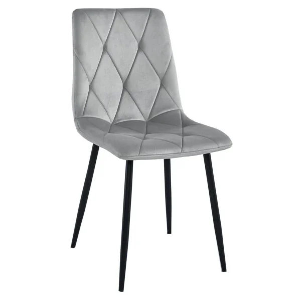 Set 4 scaune bucatarie/living, Artool, Libra, catifea gri, picioare metal negru, 44x40x88.5 cm - imagine 7