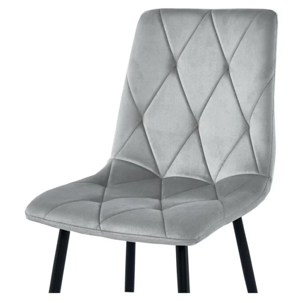 Set 4 scaune bucatarie/living, Artool, Libra, catifea gri, picioare metal negru, 44x40x88.5 cm - imagine 6